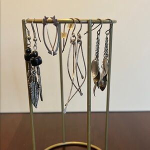 Set of Silver and Black Earrings